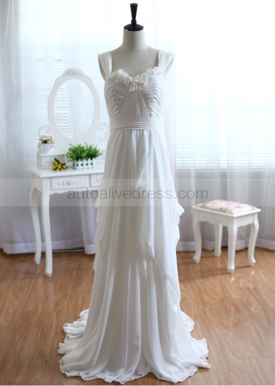 Ruffled Sweetheart Neck Ivory Pleated Chiffon Beach Wedding Dress Ruffled Sweetheart Neck Ivory Pleated Chiffon Beach Wedding Dress